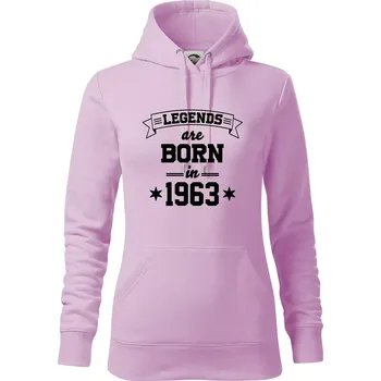 Dámská mikina Legends are born in 1963 - Mikina dámská Cape s kapucí - XS ( Orchid )