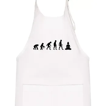 Kuchyňská zástěra Evoluce budha - Dětská zástěra na vaření - Univerzální velikost ( Bílá )