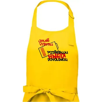 Kuchyňská zástěra Úplně vybitej potřebuju hned dovolenou - Dámská zástěra na vaření - Univerzální velikost ( Žlutá )