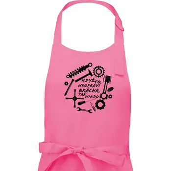 Kuchyňská zástěra Automechanik - Když to neopraví brácha - Pánská zástěra na vaření - Univerzální velikost ( Růžová )