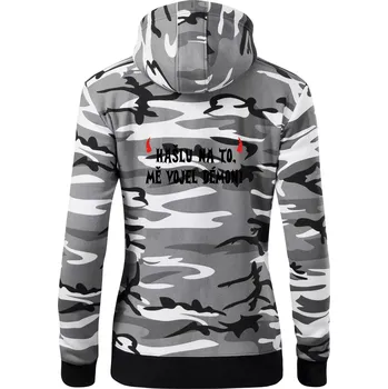 Dámská mikina Kašlu na to vojel mě démon (Hana-creative) - Dámská mikina trendy zipper s kapucí - L ( Šedý maskáč )