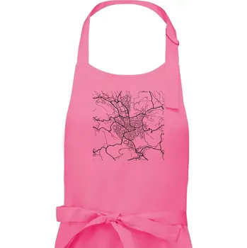 Kuchyňská zástěra Mapy měst černobílé Jablonec nad Nisou - Dámská zástěra na vaření - Univerzální velikost ( Růžová )