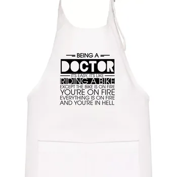 Kuchyňská zástěra Being a doctor - bike - Dětská zástěra na vaření - Univerzální velikost ( Bílá )