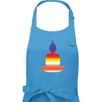 Kuchyňská zástěra Budha duhový - Pánská zástěra na vaření - Univerzální velikost ( Světlý tyrkys )