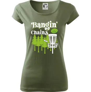 Dámské tričko Bangin chains disc golf - Dámské triko Pure - S ( Khaki )