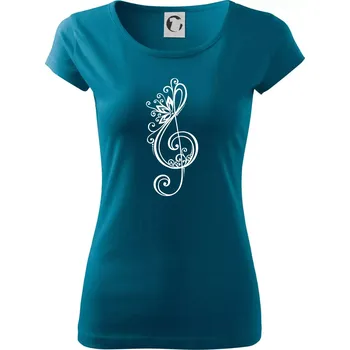 Dámské tričko Houslový klíč kytky - Dámské triko Pure - 3XL ( Petrolejová )