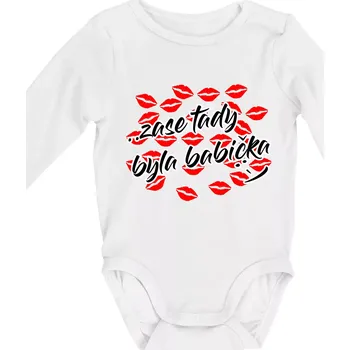 Kojenecký body Pusinky Zase tady byla babička - Body kojenecké s dlouhým rukávem - Dlouhý r. do 3 měs ( Bílá )