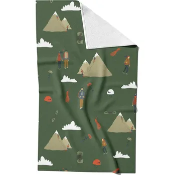 Rychleschnoucí ručník 30x50 horolezci na tmavě zelené