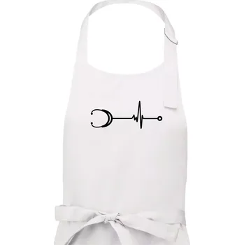 Kuchyňská zástěra EKG stetoskop - Pánská zástěra na vaření - Univerzální velikost ( Bílá )