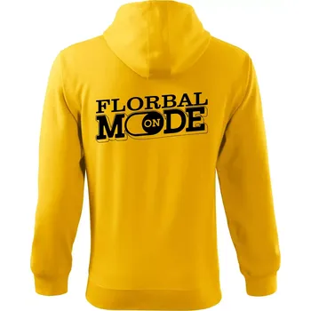 Pánská mikina Florbal mode - Mikina s kapucí na zip trendy zipper - 2XL ( Žlutá )