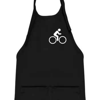 Kuchyňská zástěra Obrázek kola na prsu - ikona panáček - Dětská zástěra na vaření - Univerzální velikost ( Černá )