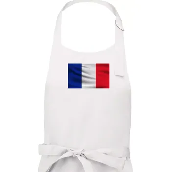 Kuchyňská zástěra Francouzská vlajka obdélník - Pánská zástěra na vaření - Univerzální velikost ( Bílá )