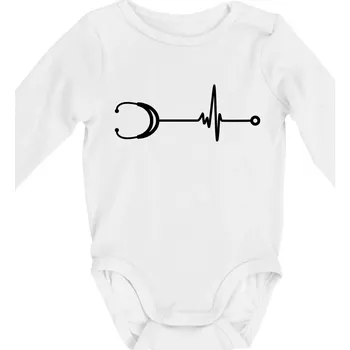 Kojenecký body EKG stetoskop - Body kojenecké s dlouhým rukávem - Dlouhý r. do 3 měs ( Bílá )