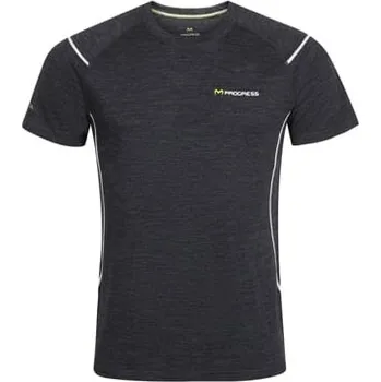 Pánské oblečení MW NKR 170 pánské merino triko s krátkým rukávem černý melír XL