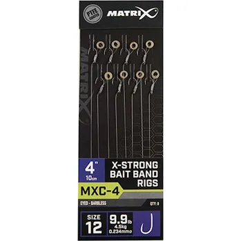 Rybářský háček 8ks - Hotový Návazec Matrix MXC-4 X-Strong Pole Rigs Barbless Velikost 14