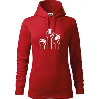 Dámská mikina Kamen nůžky papír ikony - Mikina dámská Cape s kapucí - M ( Červená )