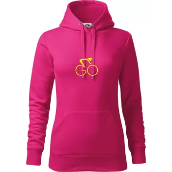 Dámská mikina GO - Fluo cyklista malý - Mikina dámská Cape s kapucí - M ( Purpurová )
