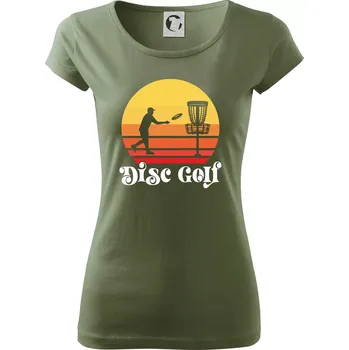 Dámské tričko Disc golf postava vintage - Dámské triko Pure - XS ( Khaki )