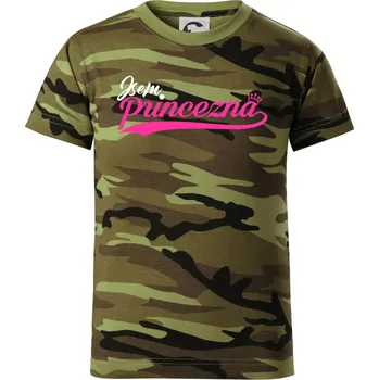 Chlapecké oblečení Psací písmo - Jsem Princezna - Dětské maskáčové triko - 146 cm/10 let ( Zelený maskáč )