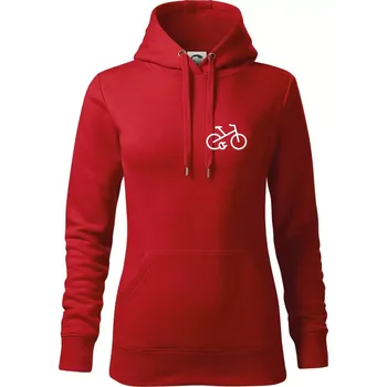 Dámská mikina Obrázek kola na prsu ebike - Mikina dámská Cape s kapucí - S ( Červená )