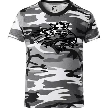 Chlapecké tričko Rozezlený orel - Dětské maskáčové triko - 134 cm/8 let ( Šedý maskáč )