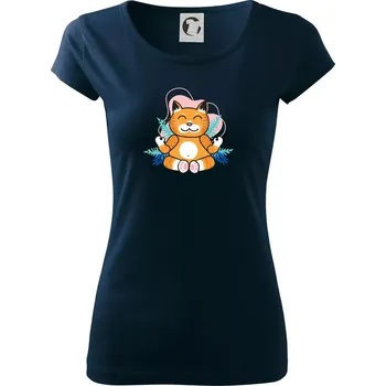 Dámské tričko Mistr v meditaci (Pecka design) - Dámské triko Pure - XS ( Námořní modrá (velmi tmavá - téměř černá) )