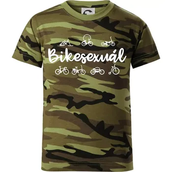 Bikesexuál - Dětské maskáčové triko - 134 cm/8 let ( Zelený maskáč )