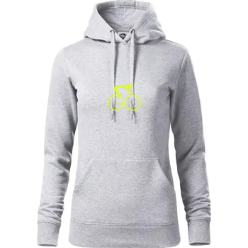 Dámská mikina GO - Fluo cyklista malý - Mikina dámská Cape s kapucí - XL ( Světlešedý Melír )