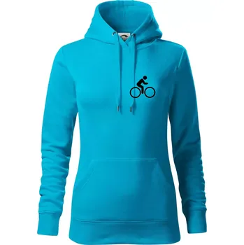 Dámská mikina Obrázek kola na prsu - ikona panáček - Mikina dámská Cape s kapucí - 2XL ( Světlý tyrkys )