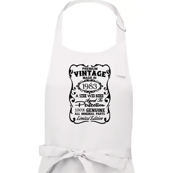 Kuchyňská zástěra Vintage Etiketa - 1983 - Pánská zástěra na vaření - Univerzální velikost ( Bílá )