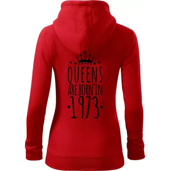 Dámská mikina Queens are born in 1973 - Dámská mikina trendy zipper s kapucí - L ( Červená )