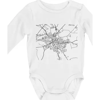 Mapy měst černobílé Klatovy - Body kojenecké s dlouhým rukávem - Dlouhý r. do 3 měs ( Bílá )