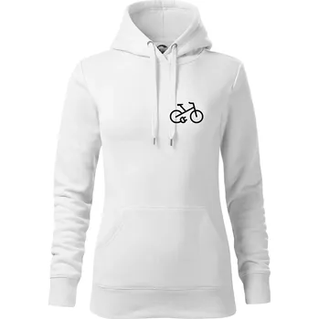 Dámská mikina Obrázek kola na prsu ebike - Mikina dámská Cape s kapucí - XL ( Bílá )