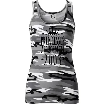 Dámské tričko Princesses are born in 2003 - Dámské Maskáčové tílko - S ( Šedý maskáč )