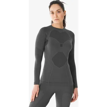 Pánské tričko WEDZE Dámské spodní termotričko BL SKI 900 Tech M ČERNÁ|ŠEDÁ