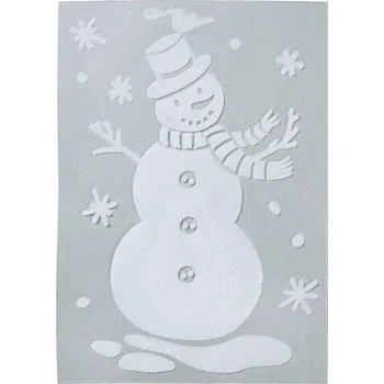 Vánoční dekorace LAALU Vánoční dekorace - samolepka na okno, sněhulák, 40 cm