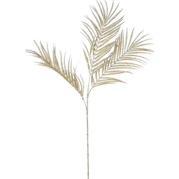 umělá květina LAALU Vánoční dekorace - list s glitery, champagne, 75 cm