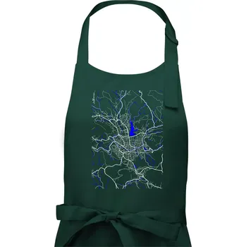 Kuchyňská zástěra Jablonec nad Nisou - Mapa s vodními toky - Dámská zástěra na vaření - Univerzální velikost ( Lahvově zelená )
