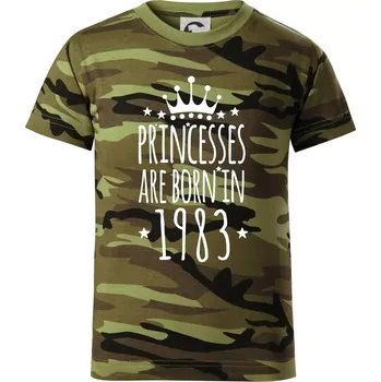 Princesses are born in 1983 - Dětské maskáčové triko - 134 cm/8 let ( Zelený maskáč )