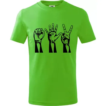 Chlapecké tričko Kámen nůžky papír černé - Tričko dětské bavlněné - 98 cm / 2 roky ( Apple Green )