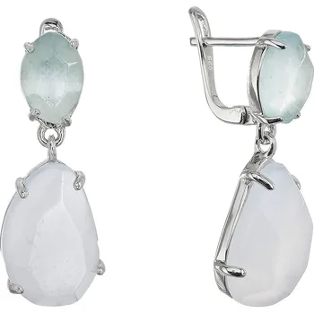 Náušnice EVOLUTION GROUP CZ Stříbrné náušnice s akvamarínem a chalcedonem - 11740.3