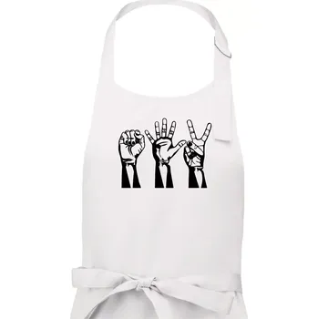 Kuchyňská zástěra Kámen nůžky papír černé - Dámská zástěra na vaření - Univerzální velikost ( Bílá )