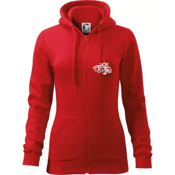 Dámská mikina Rozezlený orel - Dámská mikina trendy zipper s kapucí - L ( Červená )