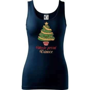 Dámské tričko Moje první Vánoce stromek - Dámské tílko - S ( Námořní modrá (velmi tmavá - téměř černá) )