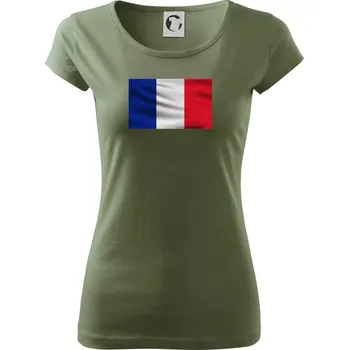 Dámské tričko Francouzská vlajka obdélník - Dámské triko Pure - S ( Khaki )