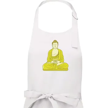Kuchyňská zástěra Budha zelenožlutý - Dámská zástěra na vaření - Univerzální velikost ( Bílá )