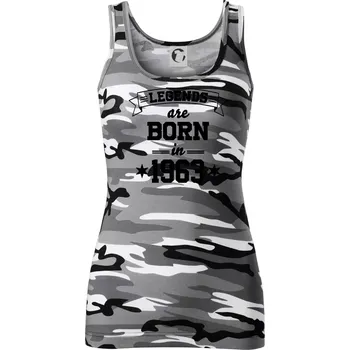 Dámské tričko Legends are born in 1963 - Dámské Maskáčové tílko - M ( Šedý maskáč )