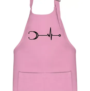 Kuchyňská zástěra EKG stetoskop - Dětská zástěra na vaření - Univerzální velikost ( Růžová )