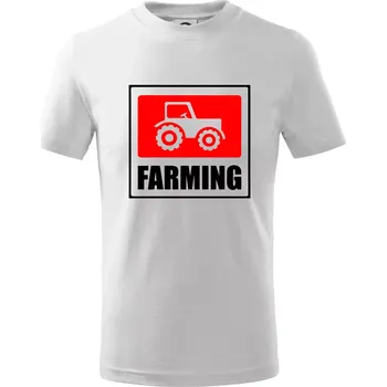 Chlapecké tričko Farming traktor logo - Tričko dětské bavlněné - 98 cm / 2 roky ( Bílá )