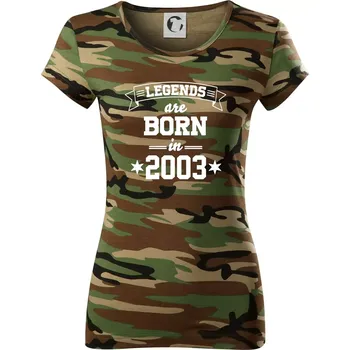Legends are born in 2003 - Dámské maskáčové triko - XL ( Hnědý maskáč )